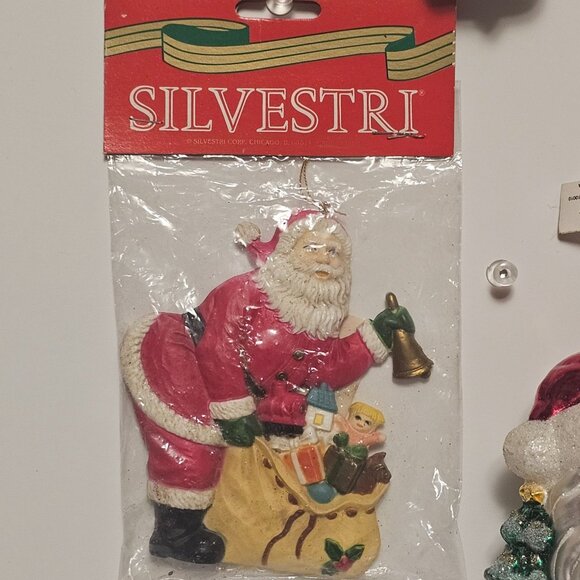 10 VTG Assorted Santa Christmas Ornaments Kurt Adler, Silvestri, Needlepoint - Picture 3 of 12